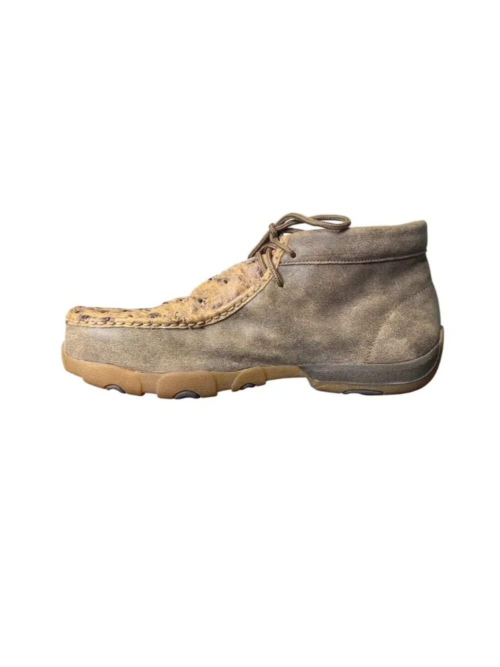 Twisted X Men Size 8 Nano Safety Toe Driving Moc Chukka Leather Ostrich Tan Work